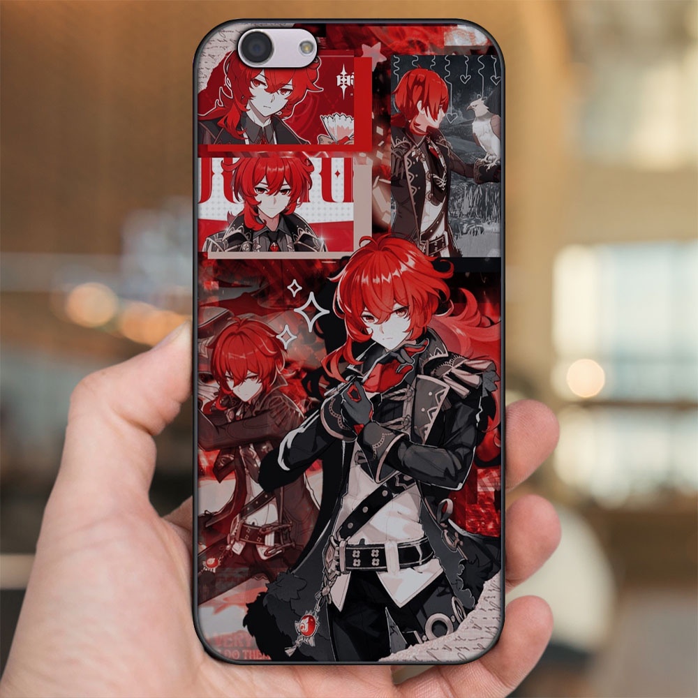 Ốp lưng Oppo F1s, F3, F3 Plus viền đen in hình Diluc Genshin Impact