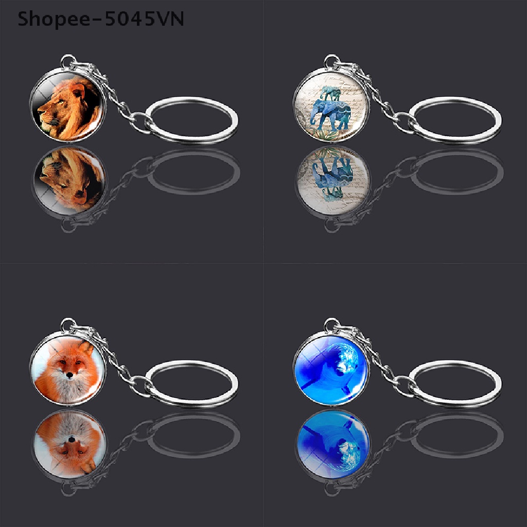[Hàng Có Sẵn] Móc Khóa Quả Cầu Thủy Tinh Hai Mặt Hình Sói Hổ (H)