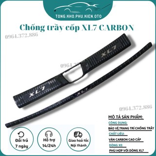 Chống trầy cốp trong, ngoài cacbon xe Suzuki XL7 2019-2020-2021-2022-2023-2024 Vân carbon cao cấp