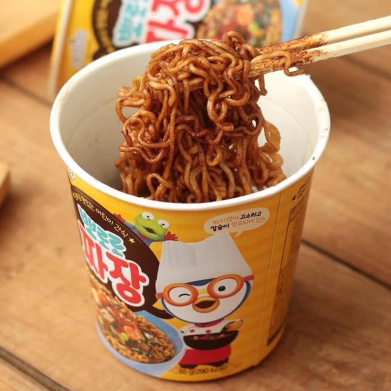 Mì PORORO Spaghetti/ Tương Đen Trẻ Em Nội Địa Hàn Quốc hộp 65G