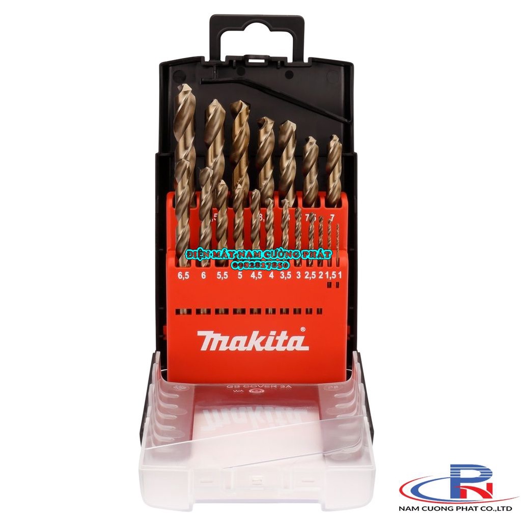 Bộ mũi khoan HSS- Co 19 chi tiết Makita dùng cho Inox và kim loại D-50463