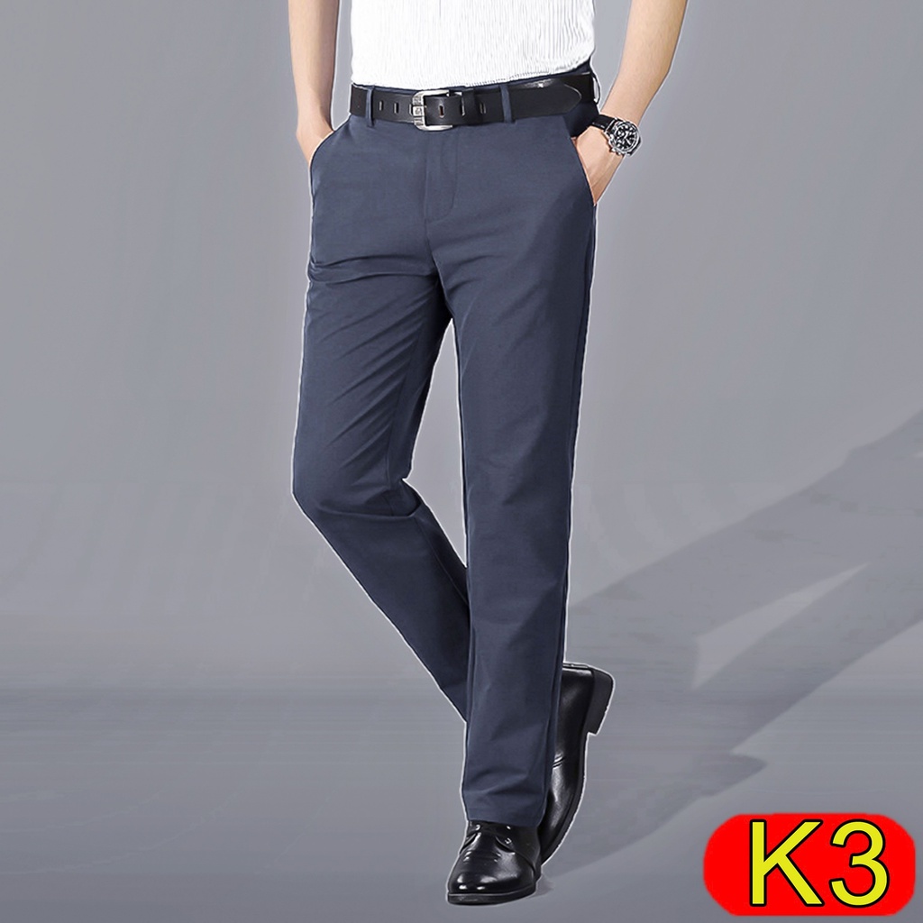Quần Kaki Nam Trung Niên Dáng Âu, Ống Đứng, Co Dãn, Quần Tây Nam Công Sở