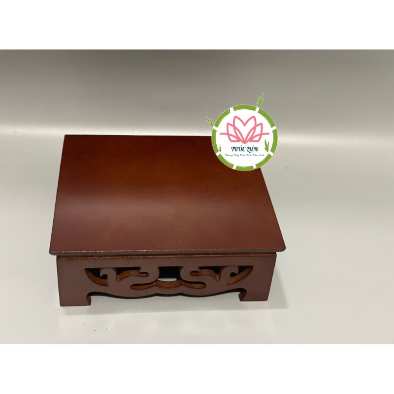 ĐÔN GỖ HÌNH CHỮ NHẬT KHẮC HOA SEN ĐẶT TƯỢNG THỜ, CHẬU CÂY BONSAI