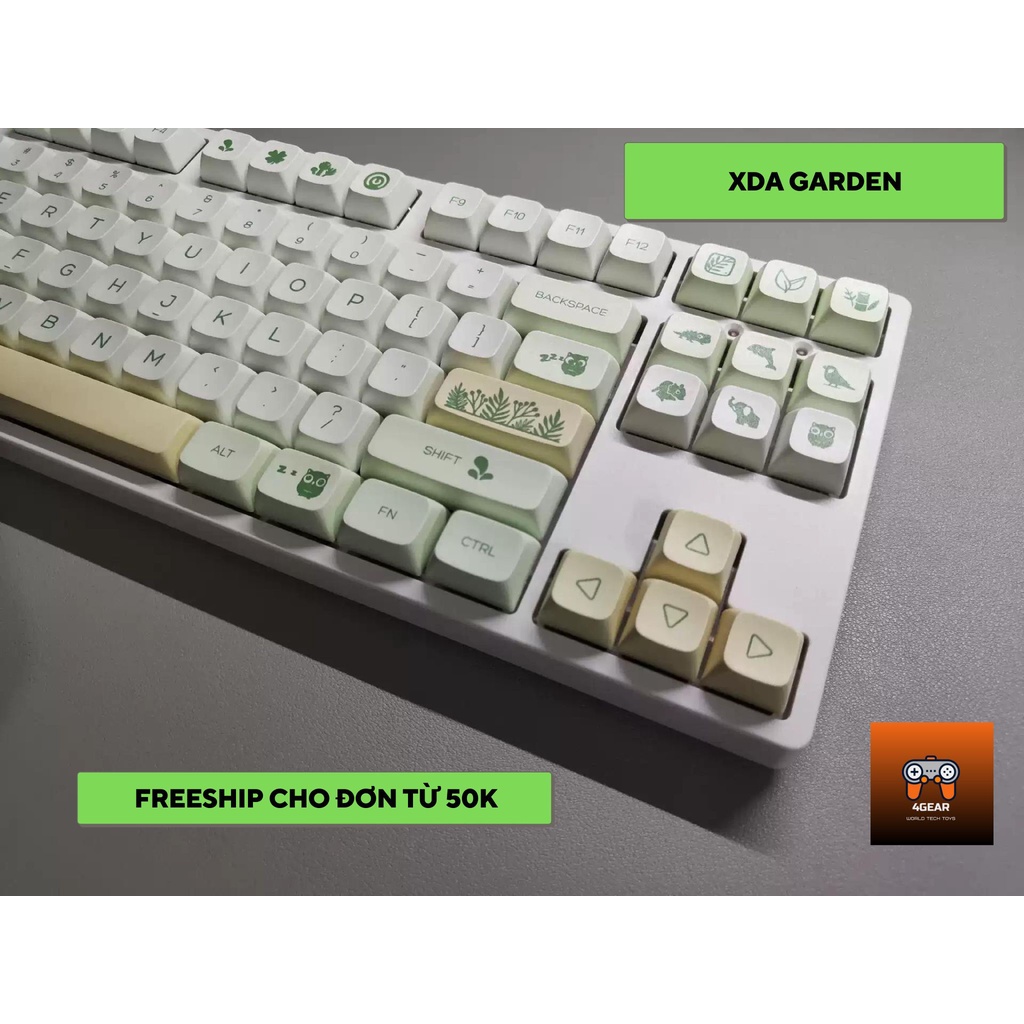 Keycap PBT Matcha Garden XDA in dyesub 142 nút cho bàn phím cơ layout 108/104/98/87/84/75/68/64/61