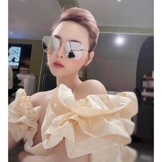 Kính nữ thời trang kính mát tráng gương màu xám
