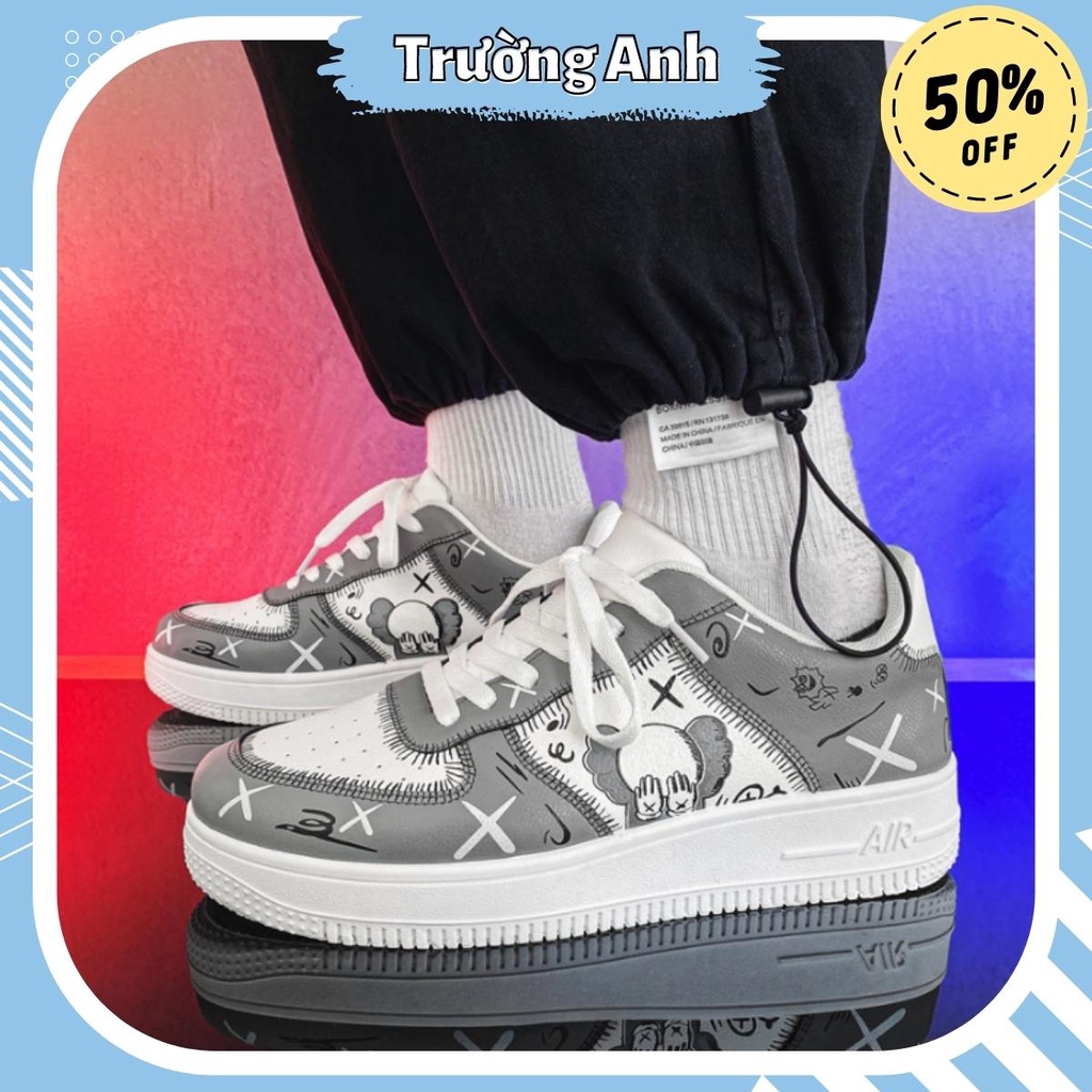 Giày sneaker nam nữ in hình bearbrick hàng Trung cao cấp, Giày thể thao nam nữ custon jordan air in hình gấu bear cực đẹ