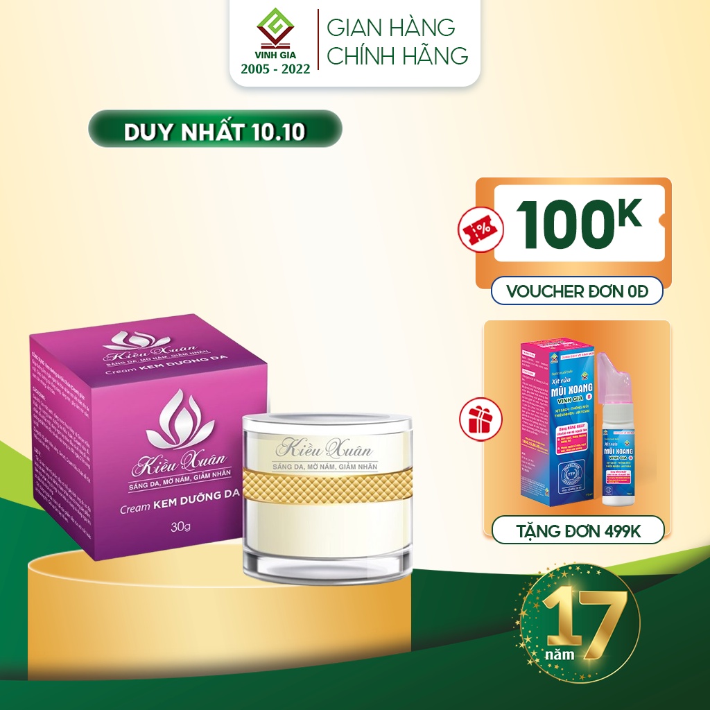 Kem Dưỡng Da KIỀU XUÂN Giúp Mờ Nám, Sáng Da, Mờ Nếp Nhăn Ngừa Lão Hoá Cho Da Tươi Trẻ Hộp 30g
