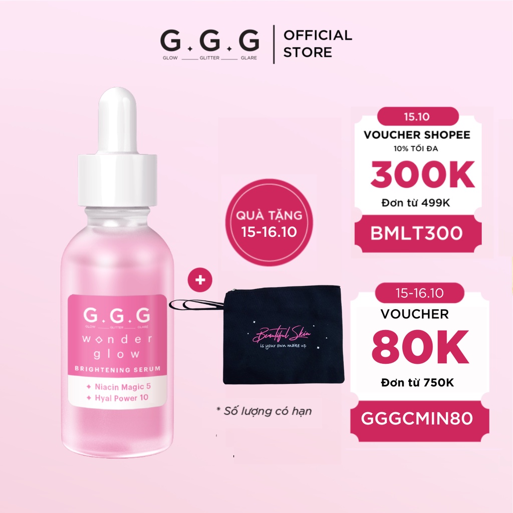 Tinh Chất Cấp Ẩm Dưỡng Da Sáng và Căng Bóng GGG Wonder Glow Brightening Serum 5% Niacinamide 10mlx30ml