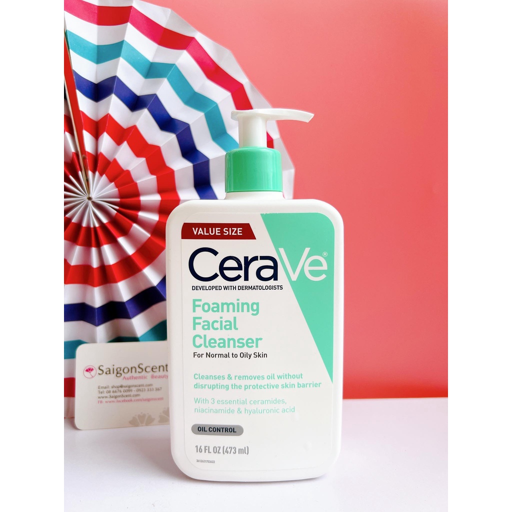 Sữa rửa mặt CeraVe Foaming Facial Cleanser Value Size (473mL)