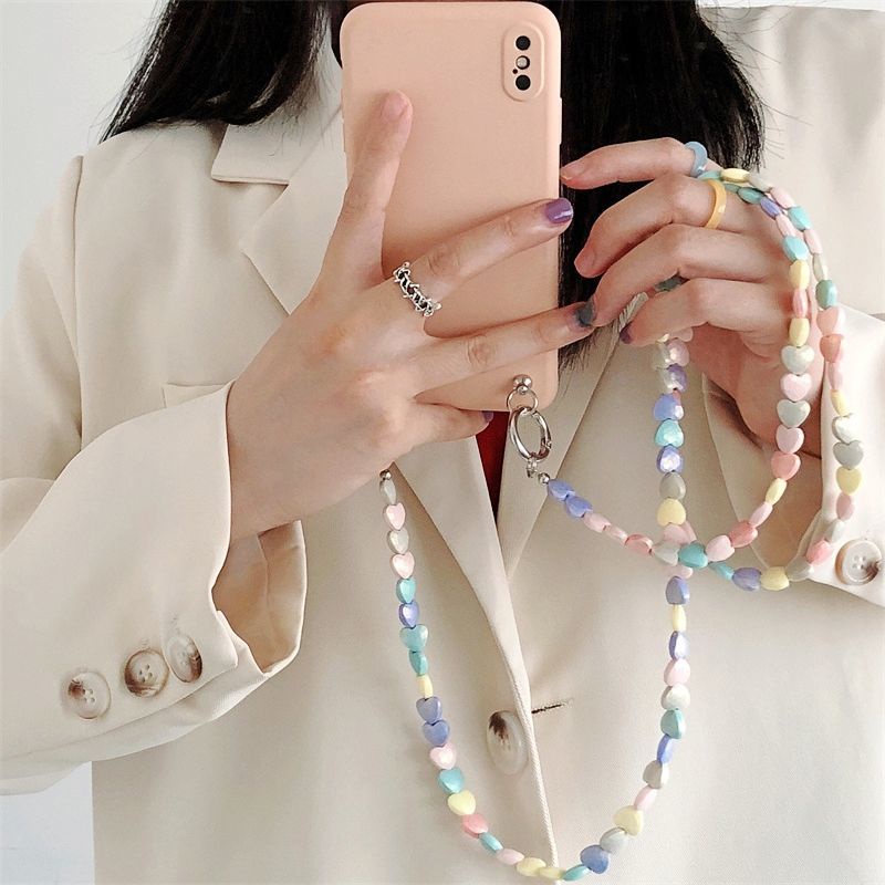 Ins Dây Đeo Chéo Handmade Chuỗi Hạt Dài Hình Trái Tim Tình Yêu Dành Cho Nữ