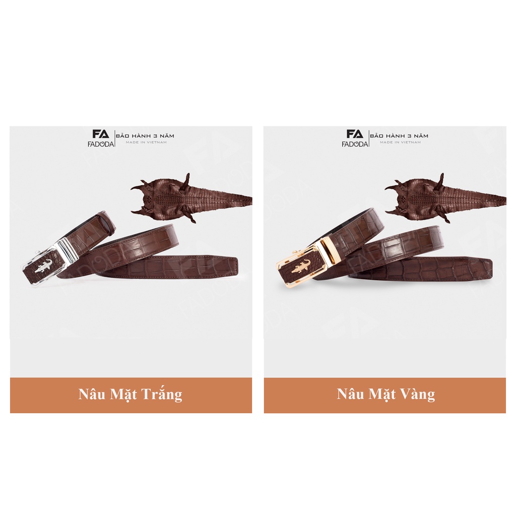Thắt lưng nam da cá sấu FA DO DA SP-FCB03BN dây liền bản rộng 4.0 cm làm từ vùng da bụng của cá sấu