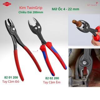 Kìm knipex twingrip 82 01 200 / 82 02 200 mở ốc gỉ sét ø 4-22mm tay cầm nhựa êm