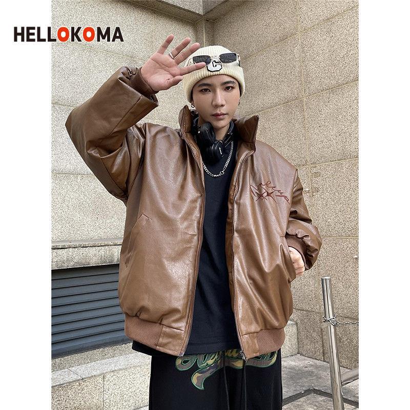 Áo Khoác Da Độn Bông Dày Dặn Cổ Đứng Thêu Chữ Phong Cách Hip Hop Mỹ Thời Trang 2022 Cho Nam Và Nữ