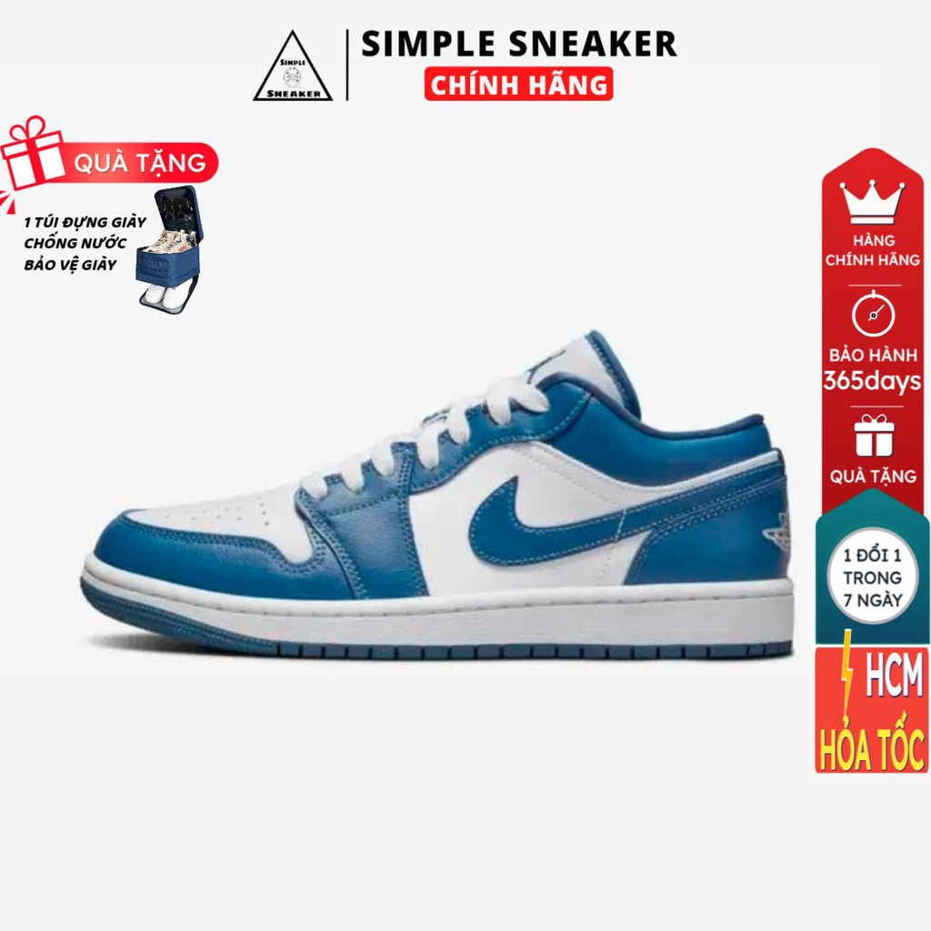 Giày Nike Jordan 1 Low Marina Blue 🔴CHÍNH HÃNG🔴 Air Jordan 1 Marina Blue Màu Xanh Trắng  - Simple Sneaker