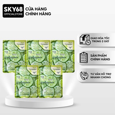 Combo 5 Mặt nạ dưỡng da chiết xuất từ dưa leo 3W CLINIC FRESH CUCUMBER MASK SHEET 23ml x 5