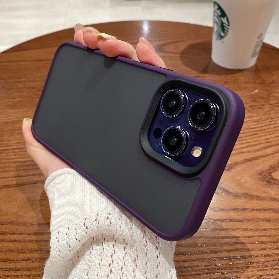 Mờ / matte Ốp Điện Thoại acrylic Cứng Mặt Nhám Viền Màu Cho compatible for iPhone 14 13 pro max case 14 13 case 14 pro 13 pro 14 plus 13 14
