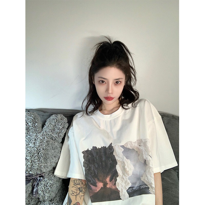 NRVP Áo Thun Unisex Mùa Hè Dáng Suông Tay Cộc Phong Cách Hàn Quốc Cho Nam Nữ