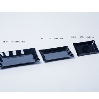Dĩa hoa chữ nhật nhựa Melamine màu Đen
