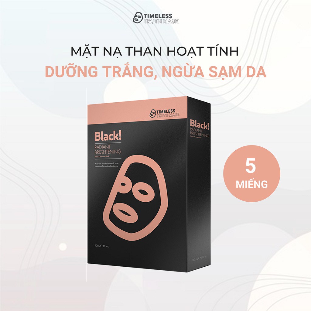 TIMELESS TRUTH MASK HỘP 5 TẤM MẶT NẠ THAN ĐEN TRẮNG SÁNG