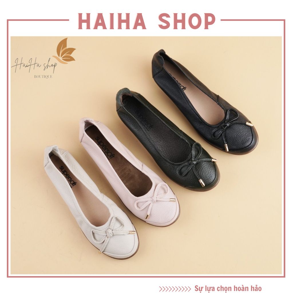 Giày bệt nữ - Giày búp bê nữ mũi tròn đính nơ siêu nhẹ