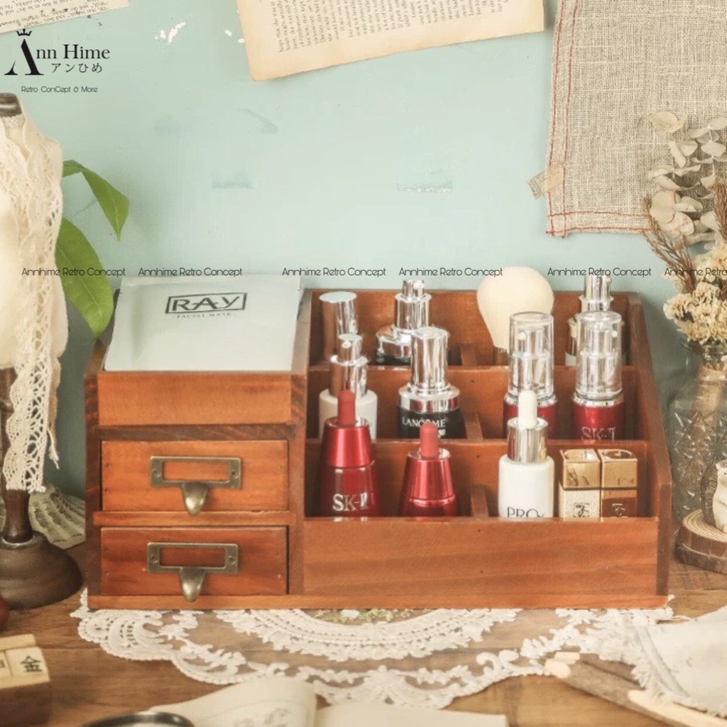 Kệ Đựng Mỹ Phẩm Để Bàn Nhiều Ngăn Đa Năng Kiểu Retro SP34