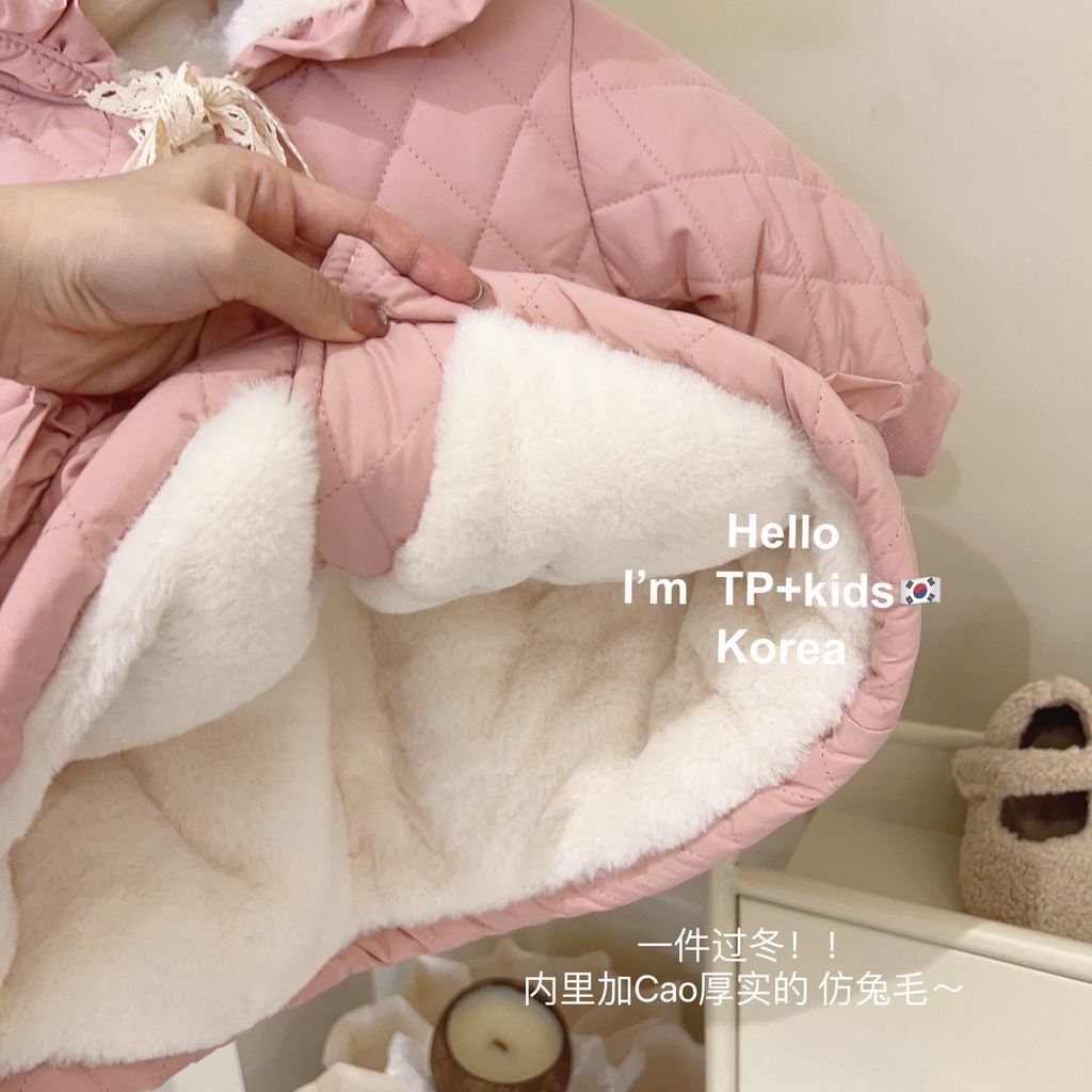 Áo Khoác Tai Thỏ Trần Bông Lót Nhung Ấm Áp Cho Bé Gái - Thời Trang Hàn Quốc