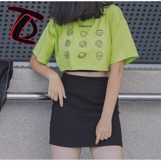 Áo croptop space xanh lá ảnh thật clip cotton in hình DƯ TÚ LỆ