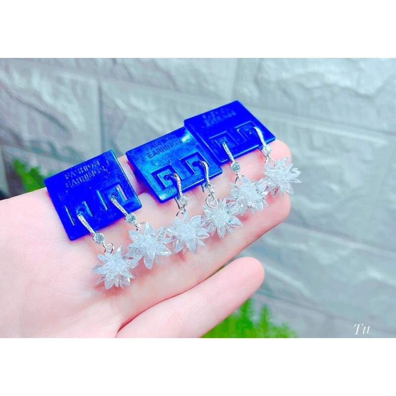 Bông tai tuyết pha lê cực xinh bạc ta