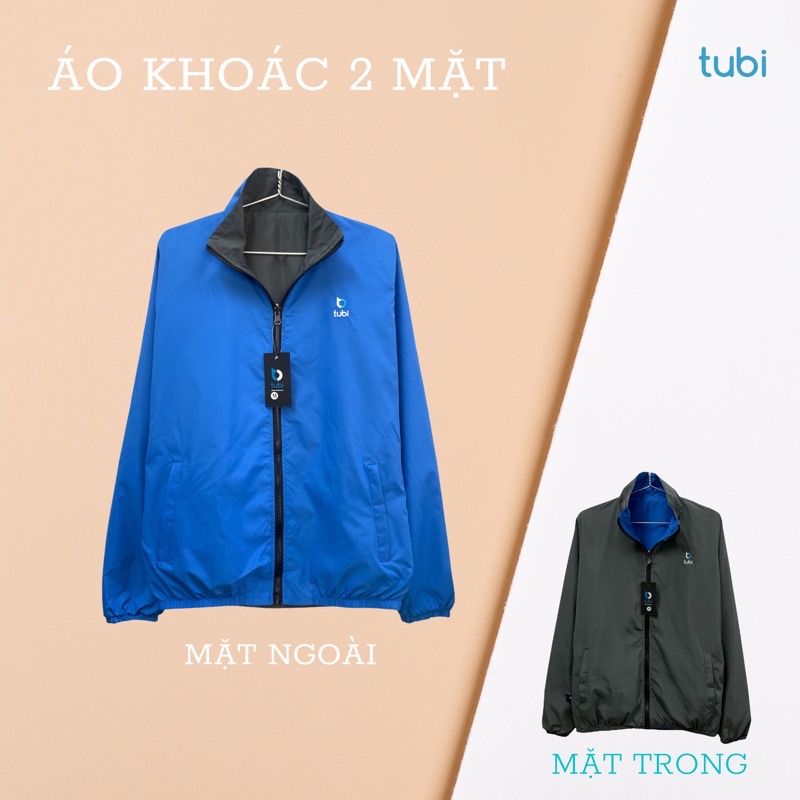 Áo khoác Tubi 2 Mặt Xanh Dương - Xám Chì