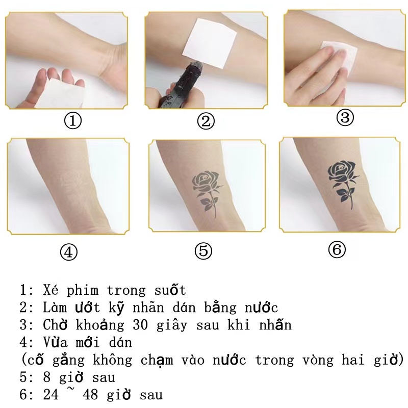 Set 30 Hình Xăm Dán Tạm Thời Chống Thấm Nước Lâu Trôi 15 Ngày