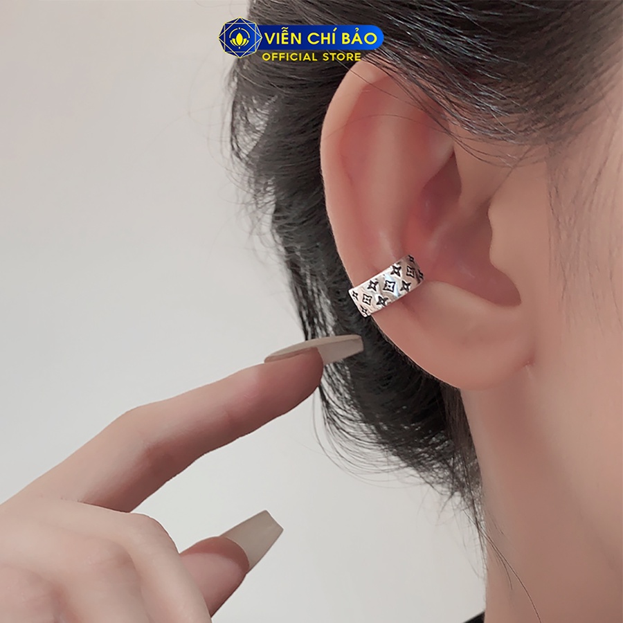 Bông tai bạc nữ LV kẹp vành - chiếc chất liệu bạc 925 thời trang phụ kiện trang sức Viễn Chí Bảo B000428