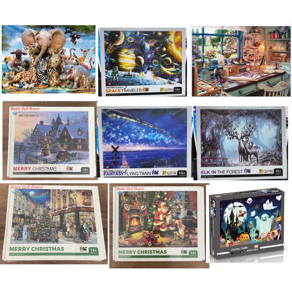 Tranh Ghép Xếp Hình 1000 Miếng Màu Sắc Nét Mảnh Dày chủ đề Noel Jigsaw Puzzle