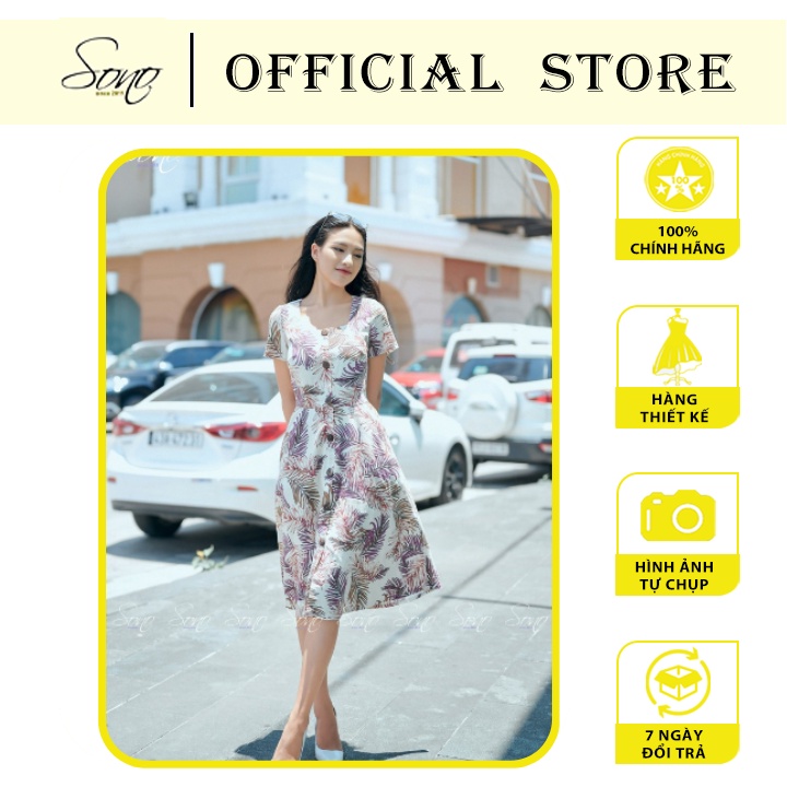 Sono - Đầm Linen Hoa Lá Đủ Size Thiết Kế Sang Chảnh Kiểu Dáng Hiện Đại
