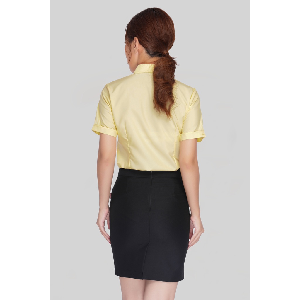Áo sơ mi nữ  vải cotton màu vàng Thái Hòa N047-02-01
