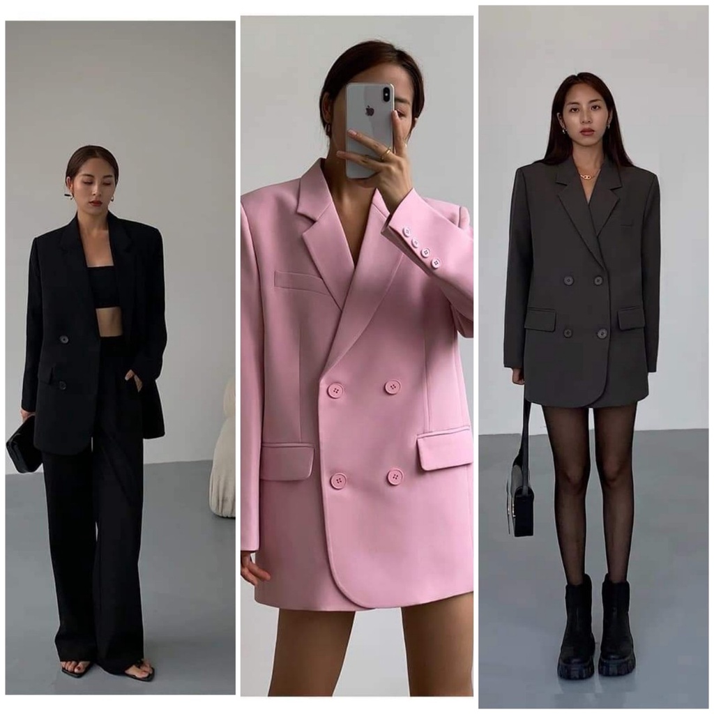 Aó khoác blazer nữ dáng rộng oversize phong cách hàn quốc