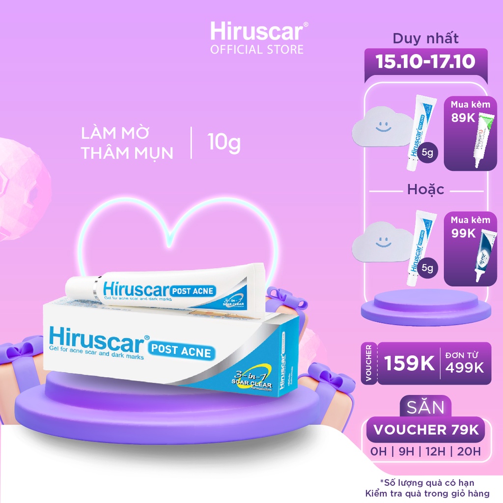 Gel chăm sóc sẹo mụn và mụn thâm Hiruscar Post Acne 10g