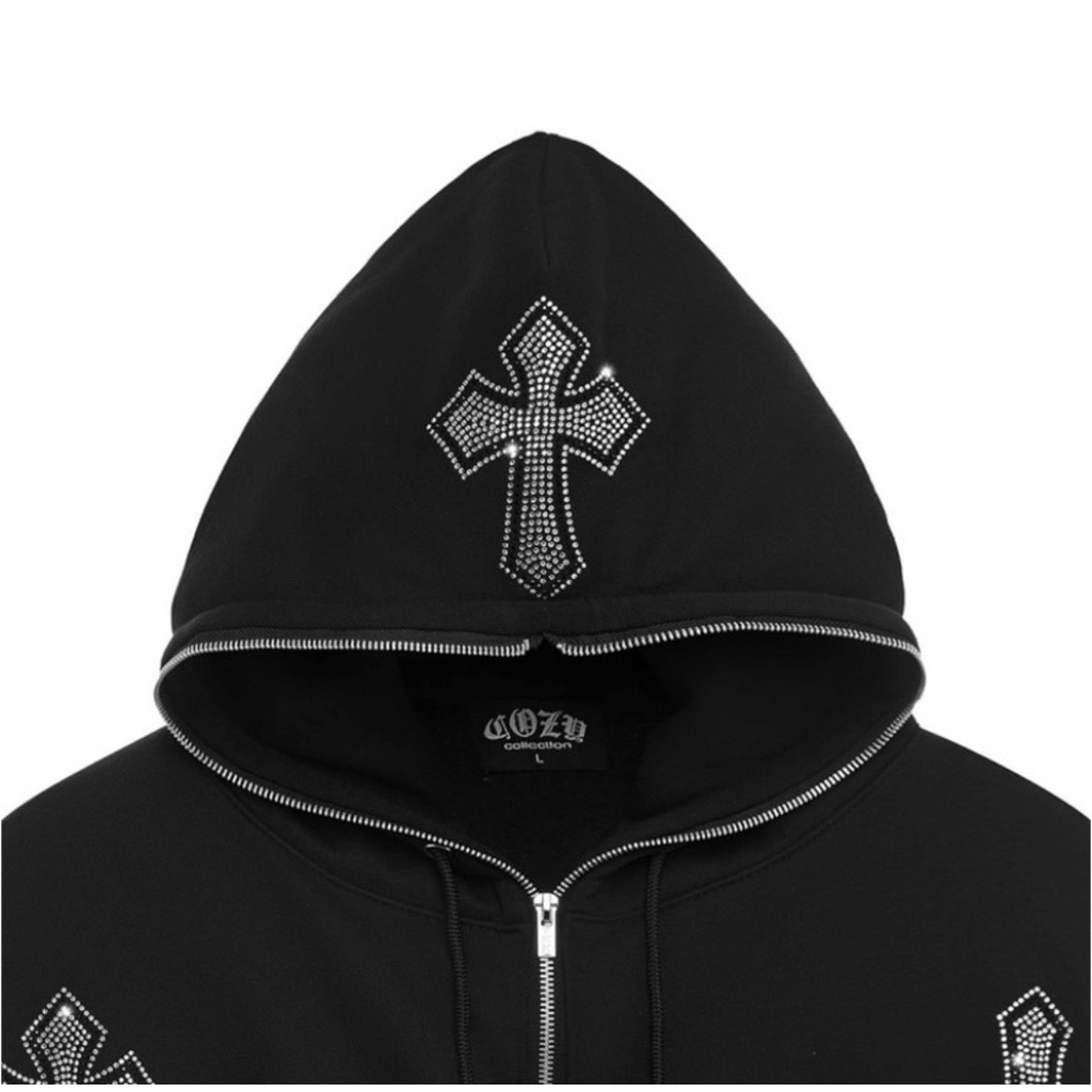 Áo Khoác Nỉ Kéo Khoá Mũ Liền In Hình Thánh Giá Siêu Hót Hít 2022