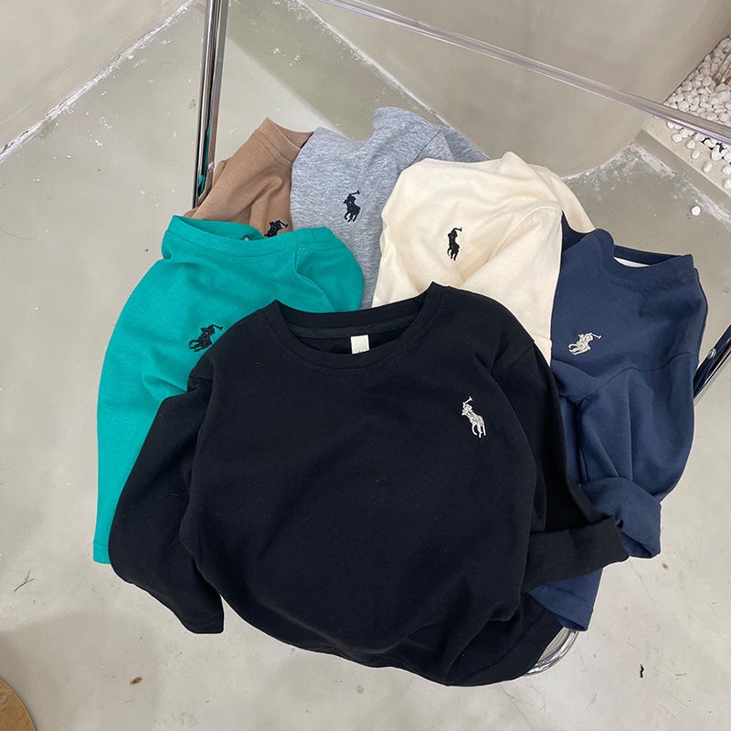 Áo Thun Cotton Nguyên Chất Tay Dài Dáng Rộng Thêu Họa Tiết Phong Cách Nhật Hàn Thời Trang Mùa Thu Hàng Mới Dành Cho Trẻ Em