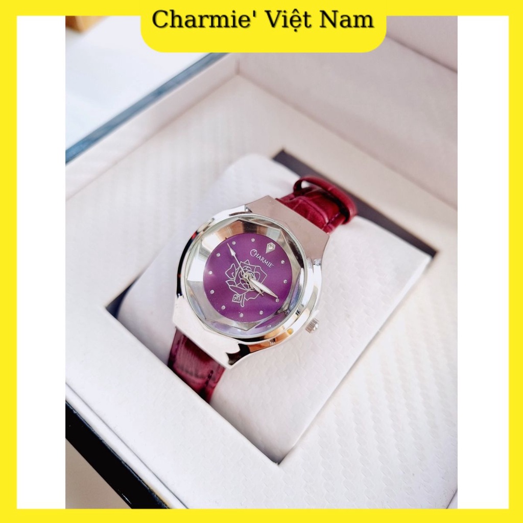 Đồng Hồ Nữ Dây Da Thương Hiệu Charmie' CDHD01T-T Màu Tím