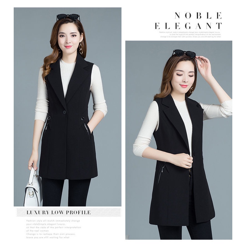 Áo Khoác Vest Không Tay Dáng Ôm Có Khóa Kéo Thời Trang Xuân Thu 2022 Phong Cách Hàn Quốc Cho Nữ