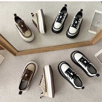 Giày thể thao nữ đẹp GIAYHIPP đế bánh mì nâu đen