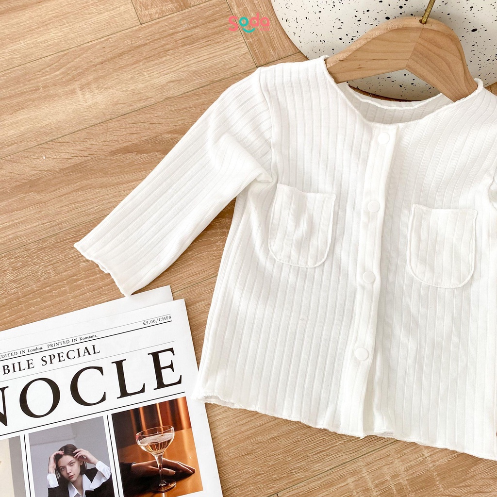 Bộ quần áo bé gái Milky SODA KIDS chất liệu thun gân co giãn, thiết kế cổ tròn, túi ngực phong cách Hàn Quốc