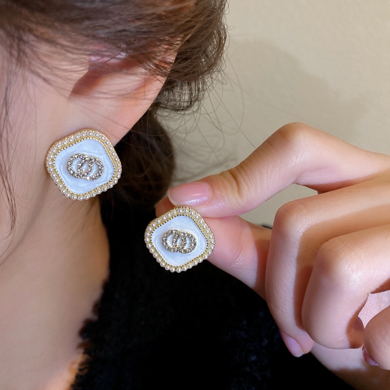 Bông Tai Đính Kim Cương &amp; Ngọc Trai Giả Cao Cấp Sang Trọng Thời Trang 2022