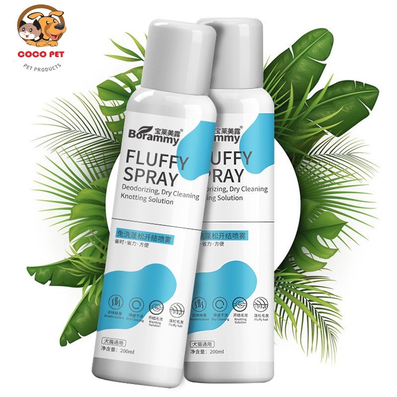 Sữa Tắm Khô Nước Hoa Dạng Xịt Phun Sương Khử Mùi Dưỡng Lông Cho Chó Mèo Thú Cưng 200ml