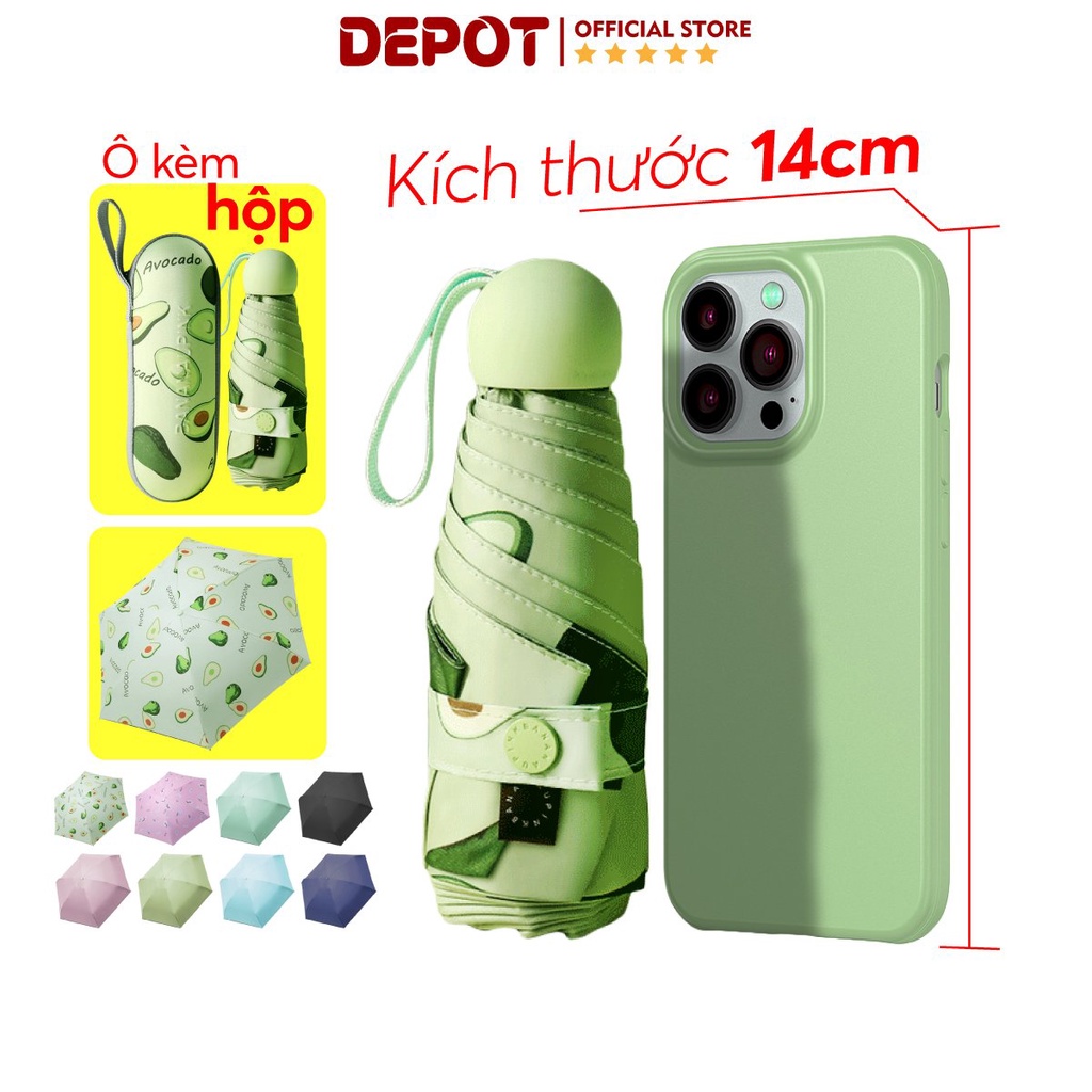 Ô mini gấp gọn, ô dù mini bỏ túi che nắng mưa siêu nhỏ chống tia UV có hộp đựng cao cấp