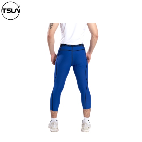 Quần legging tập gym nam lửng TSLA DEVOPS bó cơ sát ôm đùi cạp cao lưng thun thoáng mát kháng khuẩn DEL1007