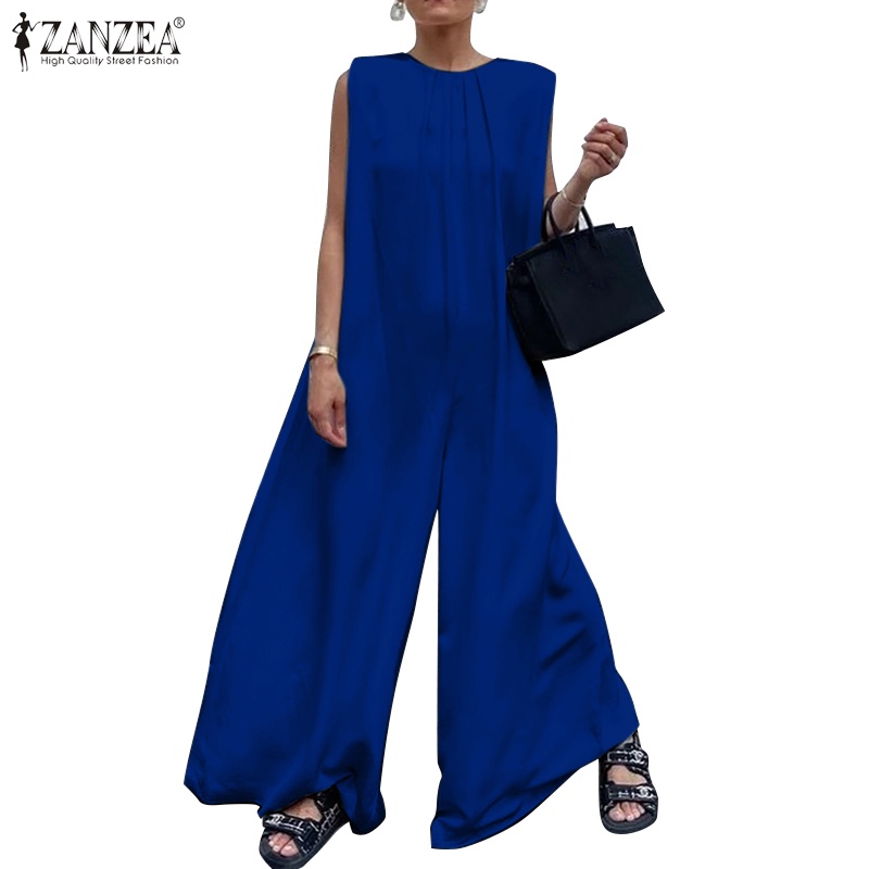 Áo liền quần dài ống rộng ZANZEA CELMIA không tay plus size thời trang cho nữ