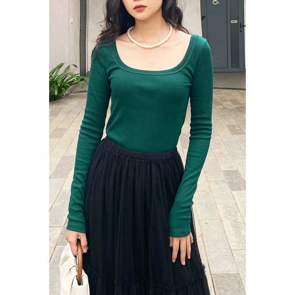 Áo Maybi ôm thun cổ U