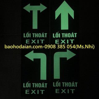 Decal dán chỉ dẫn lối thoát hiểm exit dạ quang dán nền nhám