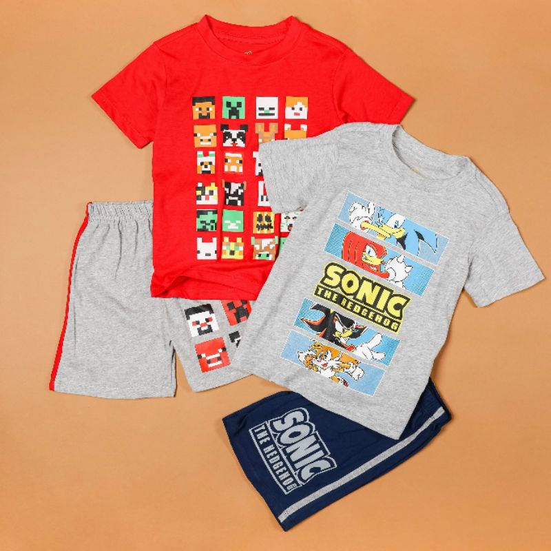 Bộ bé trai cộc tay SEESOO de SISU xuất dư xịn in hình Sonic, Minion, Lego.